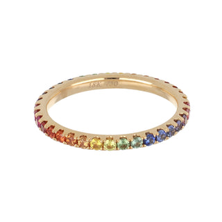 Lisa Nik 18K Rose Gold Multicolored Sapphire Rainbow Eternity Ring