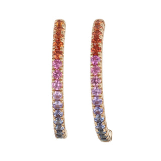 Lisa Nik 18K Rose Gold Rainbow Sapphire Hoop Earrings