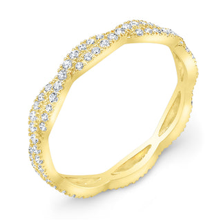 18K Gold Twisted Diamond Eternity Band