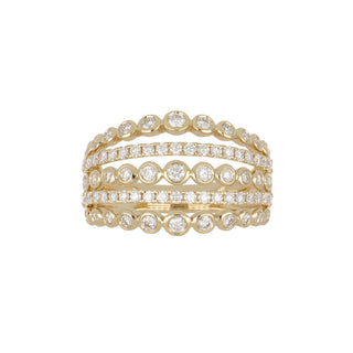 Shy Creation 14K Gold Multi-Row Diamond Band