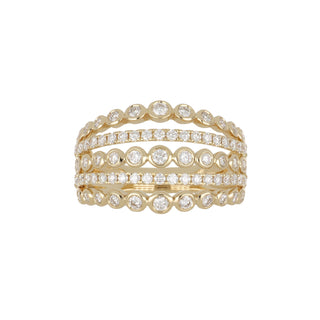 Shy Creation 14K Gold Multi-Row Diamond Band