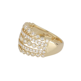 Shy Creation 14K Gold Multi-Row Diamond Band