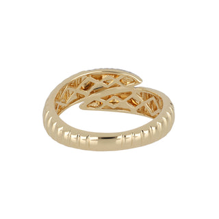 Shy Creation 14K Gold Pave Diamond Ribbed Band