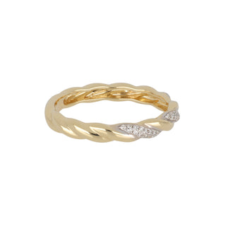Shy Creation 14K Gold Diamond Twist Band