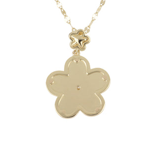 Shy Creation 14K Gold Diamond Ribbed Flower Pendant