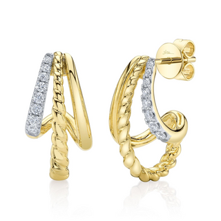 Shy Creation 18K Kate Split Hoop Diamond Earrings