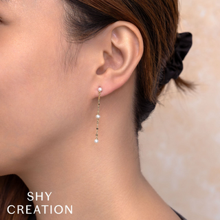 Shy Creation 14K Cultured Pearl Sparkle Chain Drop Earrings