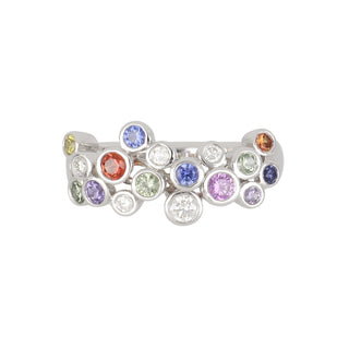Lisa Nik 18K White Gold Colors Sapphire Ring