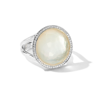Ippolita Sterling Silver Mother Of Pearl Ring with Diamond Halo