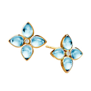 Syna 18K Gold Bloom Florae Studs in Blue Topaz