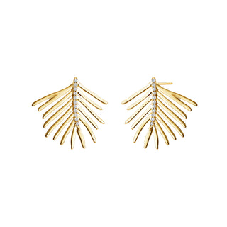 Syna 18K Gold Diamond Palm Leaf Earrings