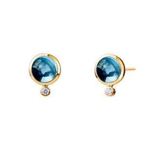 Syna 18K Gold Cirra Mini Studs in Blue Topaz