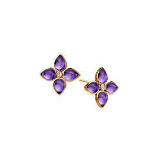 Syna 18K Gold Bloom Mini Florae Studs in Amethyst