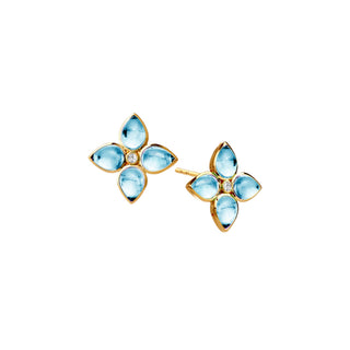 Syna 18K Gold Bloom Mini Florae Studs in Blue Topaz