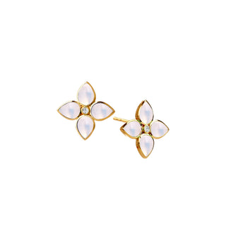 Syna 18K Gold Bloom Mini Florae Studs in Moon Quartz