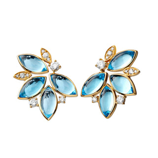 Syna 18K Gold Bloom Lyra Earrings in Blue Topaz