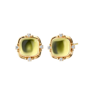 Syna 18K Gold Axia Squared Earrings in Lemon Quartz