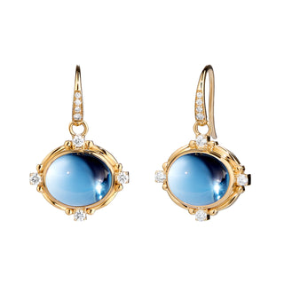 Syna 18K Gold Axia Oval Drop Earrings in Blue Topaz