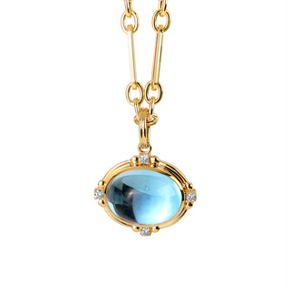Syna 18K Gold Axia Oval Pendant in Blue Topaz