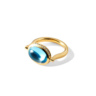 Syna 18K Gold Blue Topaz Swivel Ring