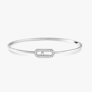 Messika 18K White Gold Move Uno Pave Diamond Flex Bangle