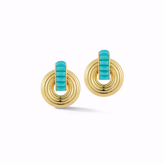 Seaman Schepps 18K Giro Earrings in White Ceramic & Turquoise