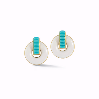 Seaman Schepps 18K Giro Earrings in White Ceramic & Turquoise