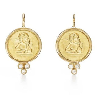 Temple St Clair 18K Gold Angel Diamond Drop Earrings