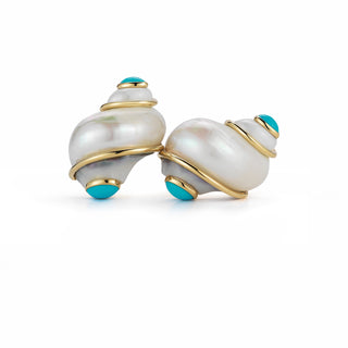 Seaman Schepps 18K Turbo Shell Earrings in Turquoise