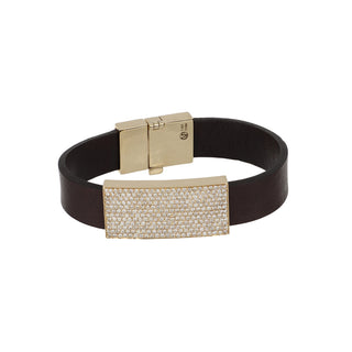 Vincent Peach 14K Diamond Plaque Leather Bracelet