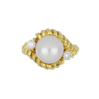 Estate Henry Dunay 18K Gold Cultured Pearl Ring