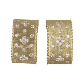 Estate Roberto Coin 18K Yellow and White Gold Diamond Clip Earrings