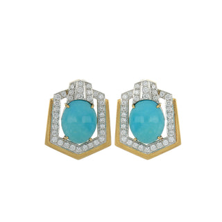1990s David Webb Two-Tone Turquoise 'Colors' Earrings