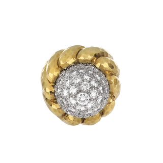 Vintage David Webb 18K Gold Diamond Dome Moonlight Ring