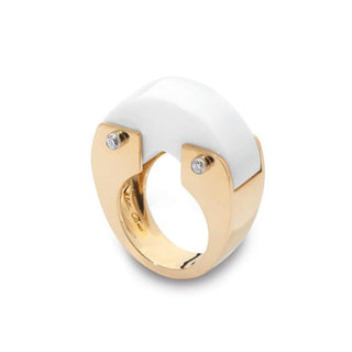 Aletto Brothers 18K Gold White Onyx Bridge Ring with Diamonds