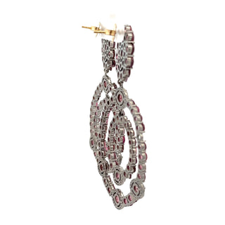 Tenenbaum 14K White Gold Pink Tourmaline Oval Drop Earrings with Diamonds