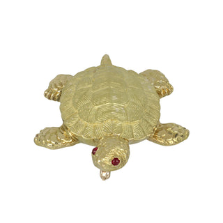 1980s Tiffany & Co. 18K Gold Turtle Brooch with Ruby Eyes
