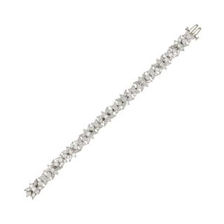 Vintage 1990s Platinum Marquise & Round-Cut Diamond Link Bracelet