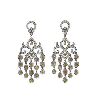 Estate Odelia Blackened 18K Gold Diamond Chandelier Earrings