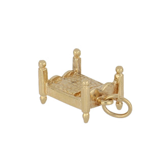 Estate 14K Gold Bed Charm with Heart Pillows