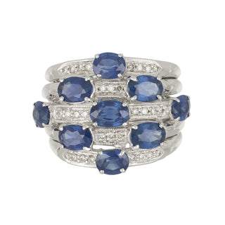 Estate 18K White Gold Sapphire & Diamond Ring