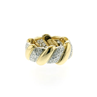 Estate David Webb Two-Tone Pave Diamond Polished Eternity Band