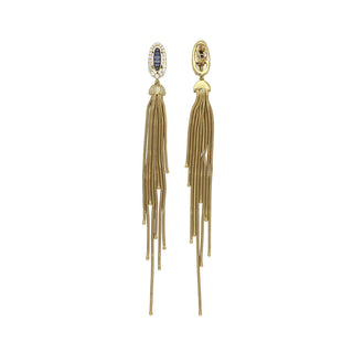 Vintage 18K Sapphire & Diamond Long Fringe Earrings