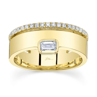Shy Creation 14K Gold Emerald-Cut Diamond Band