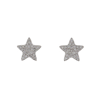 18K White Gold Diamond Star Stud Earrings