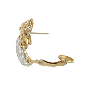 Mid-Century Diamond Openwork Swirl Earrings