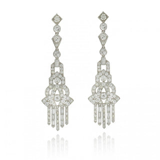 Estate Platinum Diamond Multi Drop Earrings