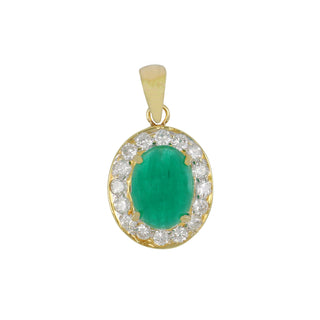 18K Gold Emerald Cluster Pendant with Diamonds