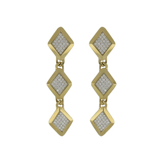 Vintage 18K Gold Diamond Multi Drop Earrings
