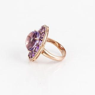 Estate 18K Gold Amethyst Ring with Diamonds